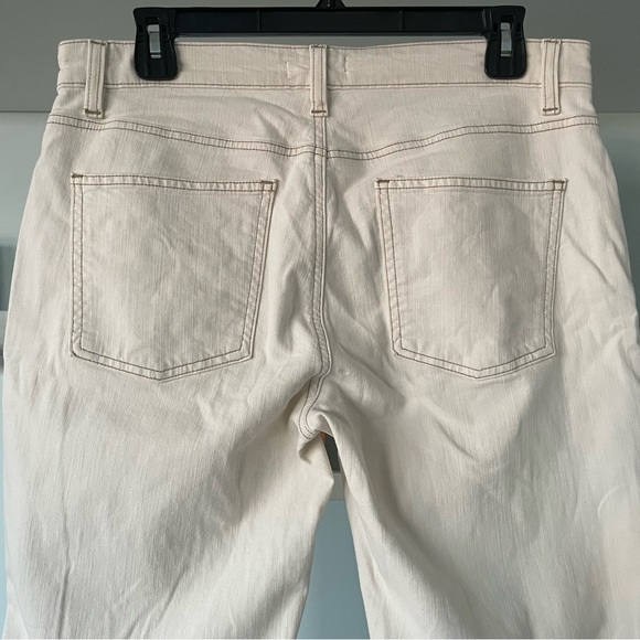 Eileen Fisher Off White Cream Straight Leg Mid Rise Organic Cotton Cropped Jeans - Picture 9 of 14